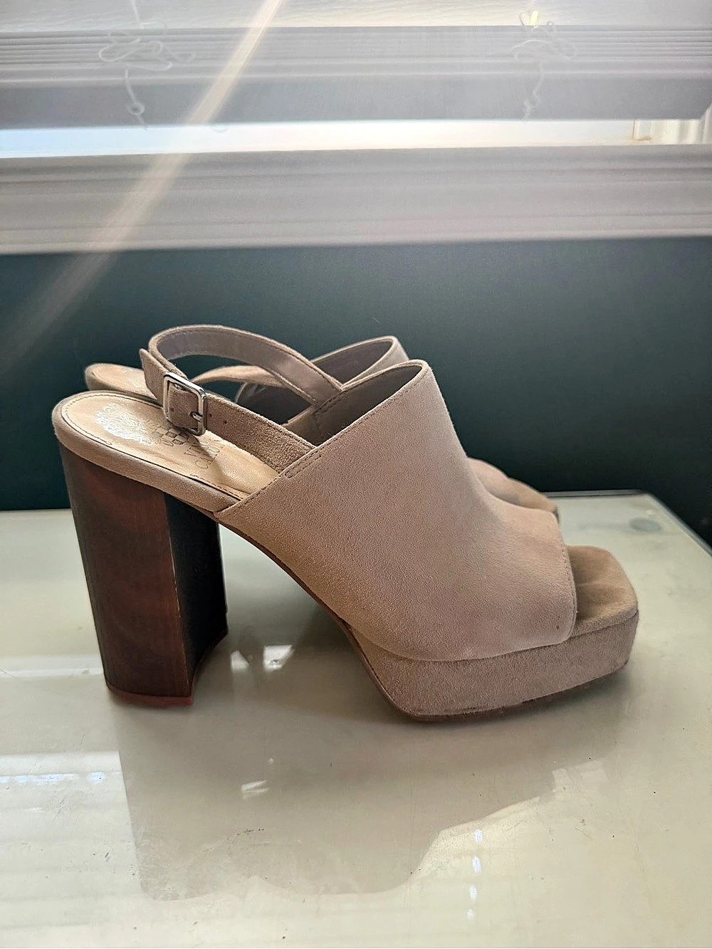 Vince Camuto Pendry Platform Sandal Brown Block Heel